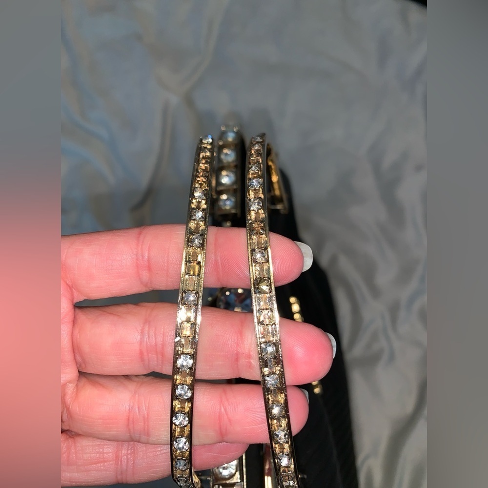 “Michael Kors” Black and Gold  rhinestone jumbo kiss clasp Women's handBag purse - Picture 6 of 10